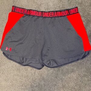 Women XL Under Armor running shorts! Grey and Coral!